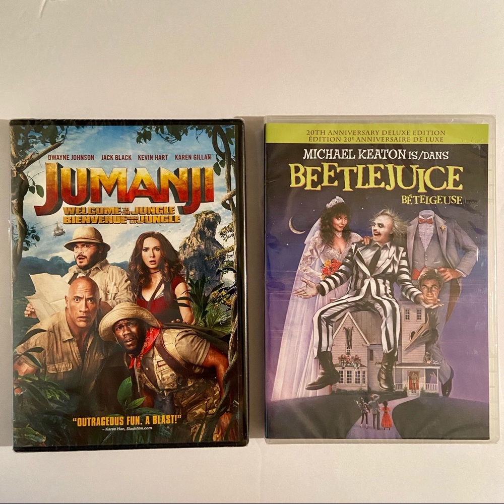 Jumanji:Welcome to the Jungle & Beetlejuice 20th Anniversary Deluxe Edition DVDs